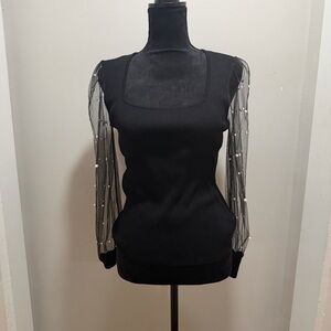 Madden Girl Top with Pearl Sleeves – Size L